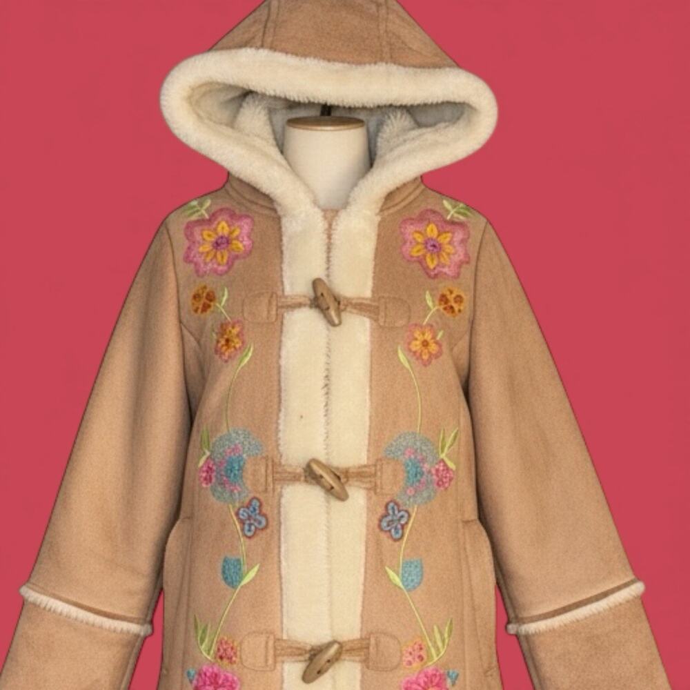 Vintage Y2K Does 70s United Colors of Benetton Girls Penny Lane Shearling Coat 5